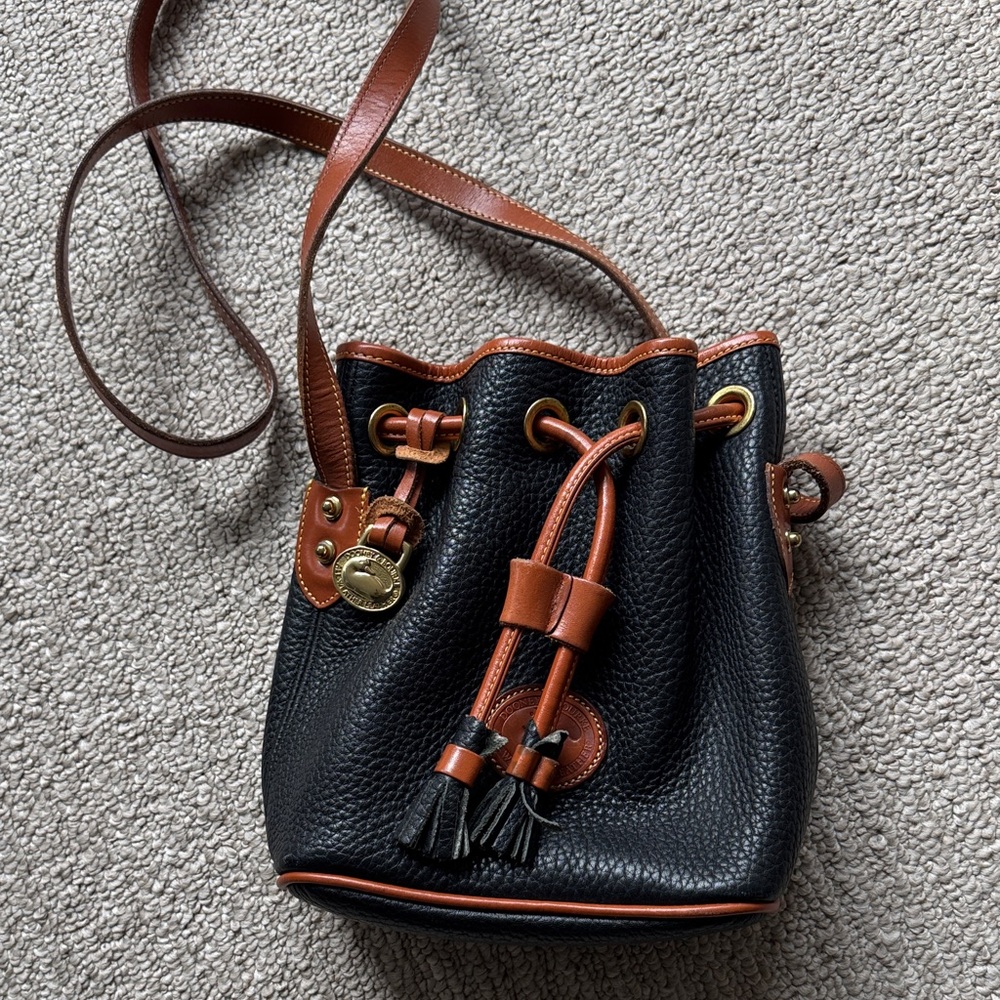 Dooney & Bourke Black and Tan Leather Shoulder Bag